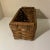 Basketweave pattern vintage wood basket with round wooden handles