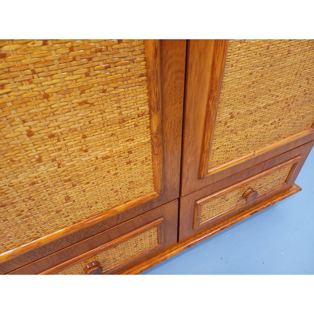 Vintage Maugrion Wardrobe in Woven Rattan and Wood from Roche Bobois, 1970s For Sale - Image 10 of 17