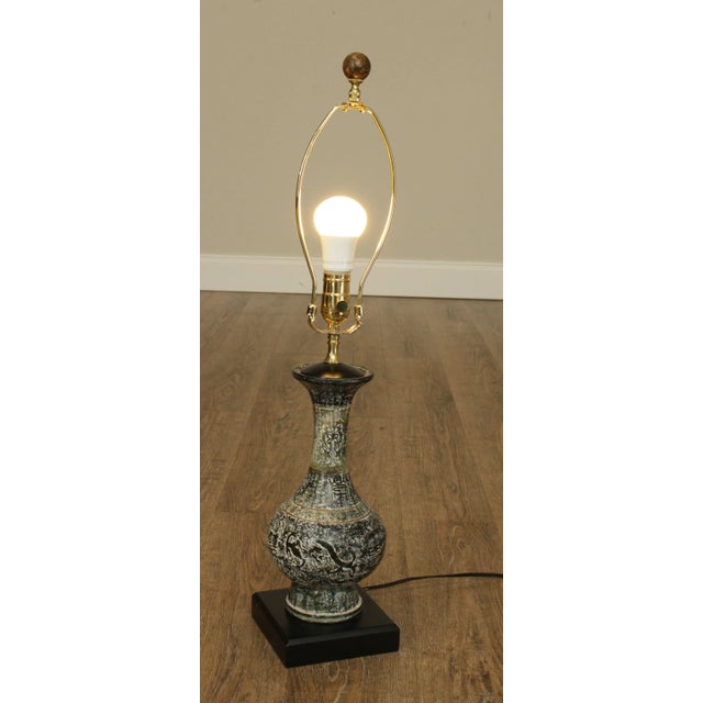 Stone Asian Style Marble Table Lamp with Shade For Sale - Image 7 of 13