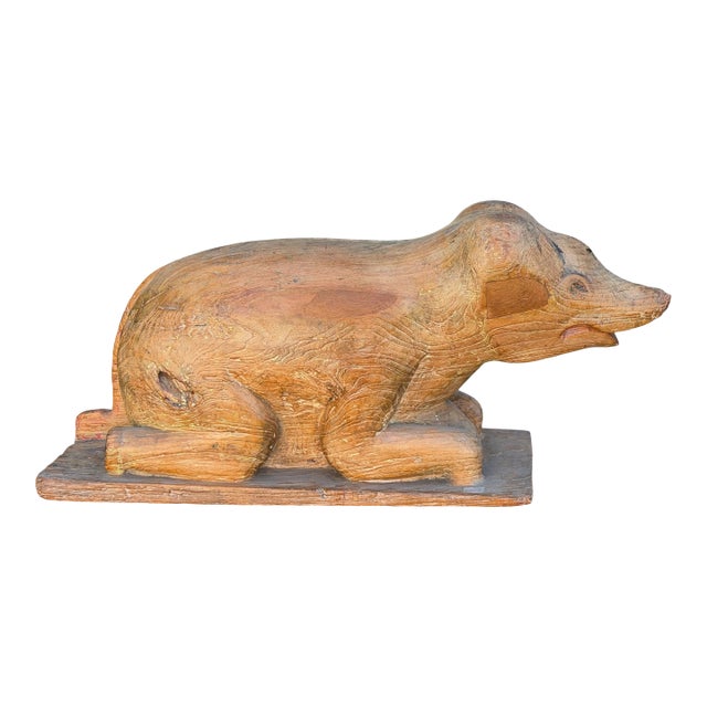 Antique Folk Art Pig Sculpture For Sale