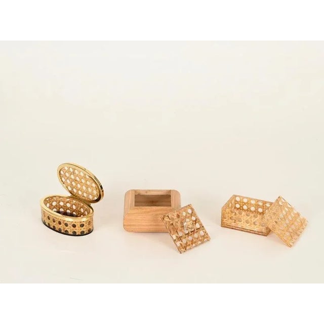 Decorative Boxes in Brass, Acrylic Glass and Vienna Straw from Dior, Italy, 1970s, Set of 3 For Sale - Image 3 of 18