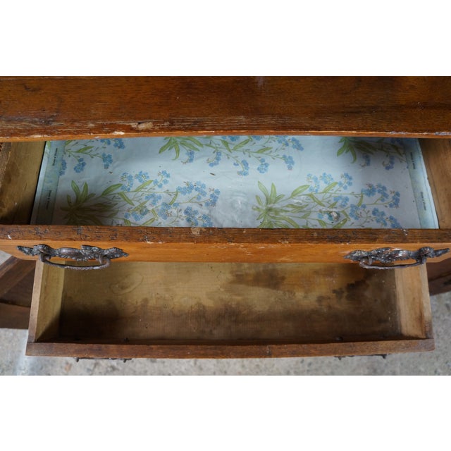 Antique American Victorian Oak Washstand Commode Chest Cabinet Backsplash For Sale - Image 12 of 18