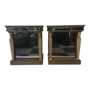 1940s Hollywood Regency Mirrored End Tables - A Pair
