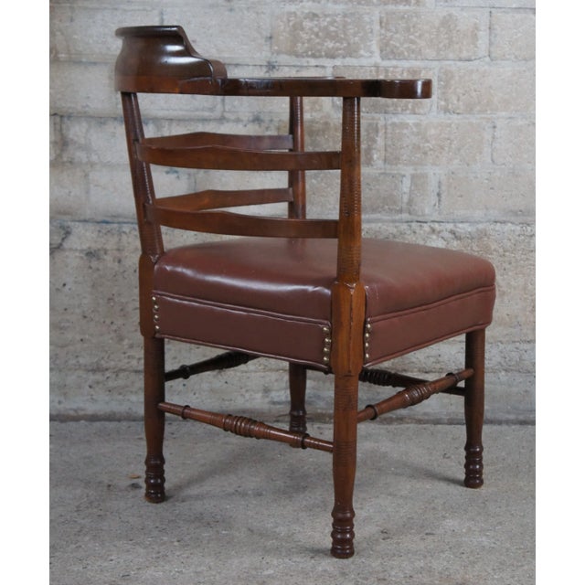 Antique English Country Mahogany Ladderback Roundabout Corner Arm Chair For Sale - Image 6 of 13