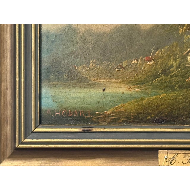 Green Antique European Landscape Oil Painting by A. Hobart Signed For Sale - Image 8 of 12