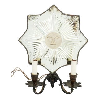 e.f. Caldwell Attr. Silvered Metal Mirrored Sconce For Sale