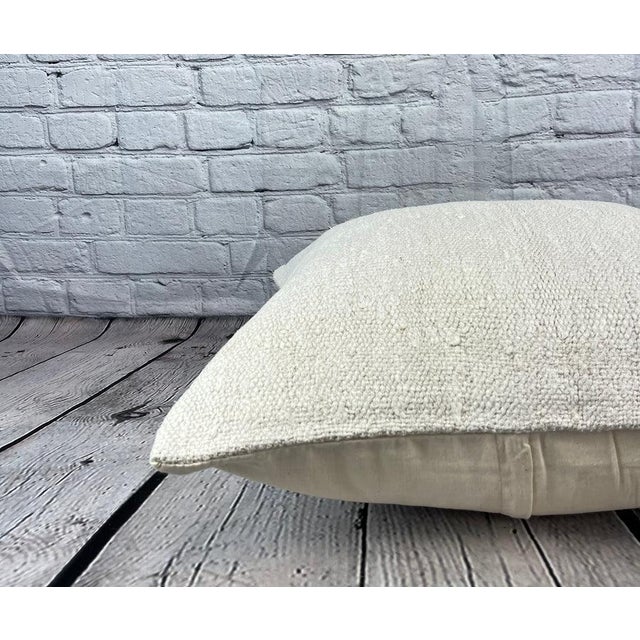 20 x 20 Hemp Pillow Turkish Cushion Natural Grayish White Pillow Cushion Cover For Sale - Image 4 of 4