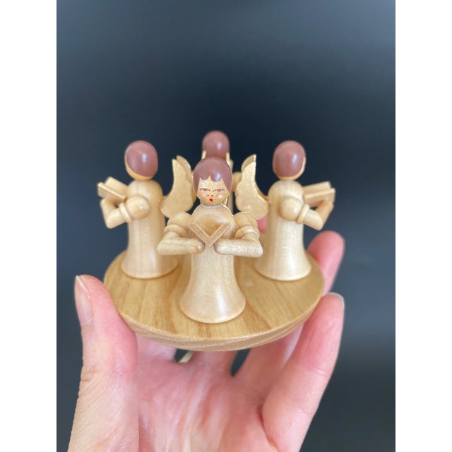 2000 - 2009 Albin Preissler German Natural Wood 4 Standing Angles Advent Candlesticks - Candelabra For Sale - Image 5 of 11