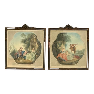 Circa 1920's Nicolas Lancret Framed Art Prints, Pair For Sale
