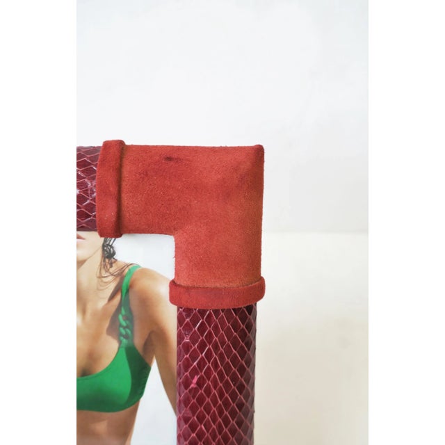 Italian Red Burgundy Suede and Snakeskin Picture Frame, 1970s For Sale - Image 9 of 13