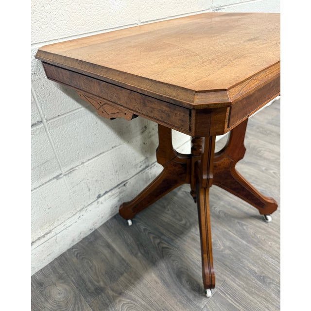 Antique Late 19th Century Victorian Eastlake Walnut Parlor Table For Sale In Kansas City - Image 6 of 11