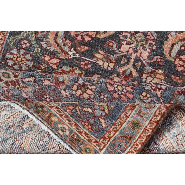 Cerulean Antique Persian Malayer Rug With Floral Motifs and Rich Color Palette 2'3"x3'7" For Sale - Image 8 of 9