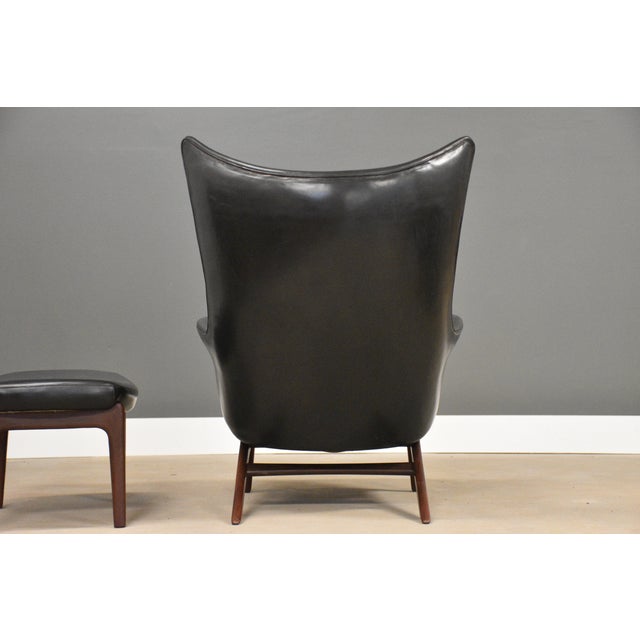 1960s 1960s h.w. Klein Bramin Leather Black Lounge Chair and Ottoman For Sale - Image 5 of 13