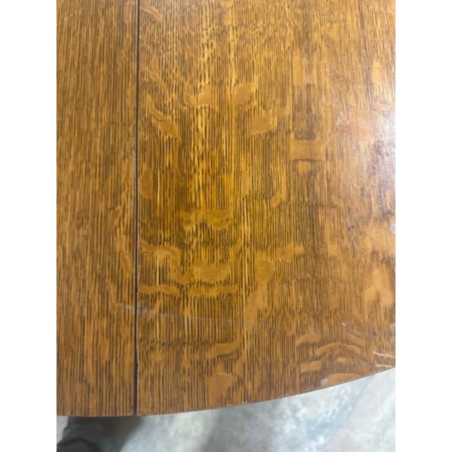 Arts & Crafts Antique Quarter Sawn Oak Round Dining Table 54" Diameter - Circa 1910 For Sale - Image 3 of 6