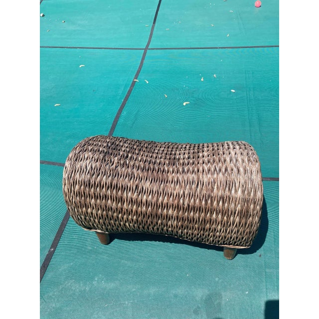 Rustic Early 20th Century Vintage Wicker Footstool For Sale - Image 3 of 9