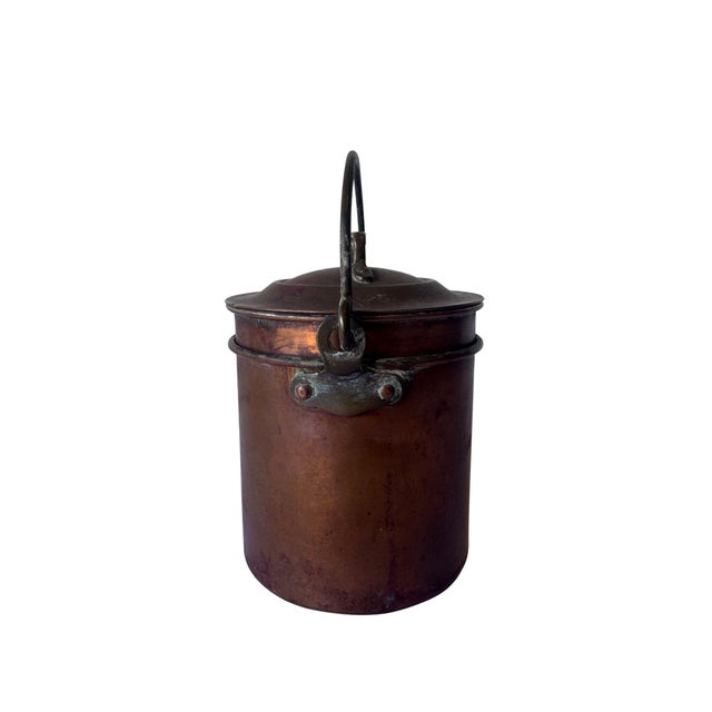 Vintage copper double boiler pot with a rich, warm patina and classic utilitarian form. Beautifully crafted with timeless...