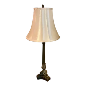 Vintage Corinthian Column Table Lamp With Silk Shade