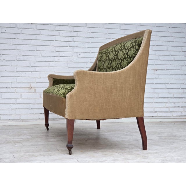 Danish Ash Wood Two-Seater Sofa with Velour Upholstery, 1930s For Sale - Image 10 of 18