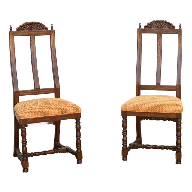 Pair of Spanish Colonial Carved Chairs For Sale