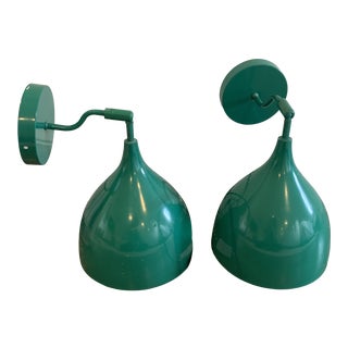 Mid-Century Modern-Inspired Green Sconces - a Pair For Sale