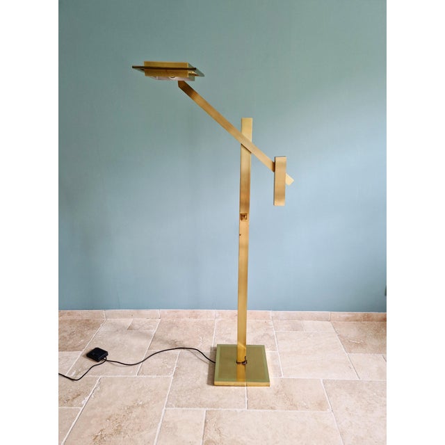 Hollywood Regency Brass Floor Lamp with Counterweight System, 1970s For Sale - Image 10 of 18