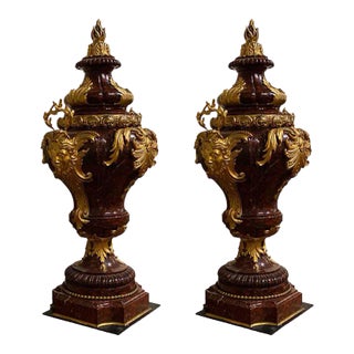 Late 19th Century French Griotte Marble Urns - a Pair For Sale