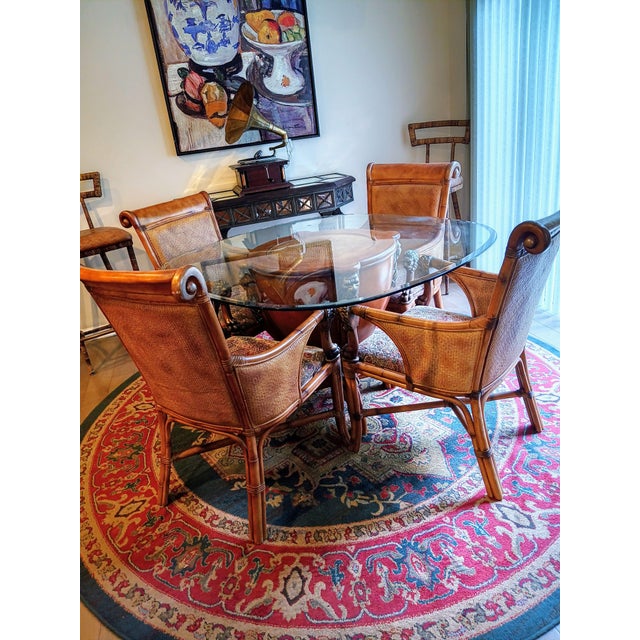 Wood Authentic Rare Vintage Thomasville Ernest Hemingway Dining Set For Sale - Image 7 of 12