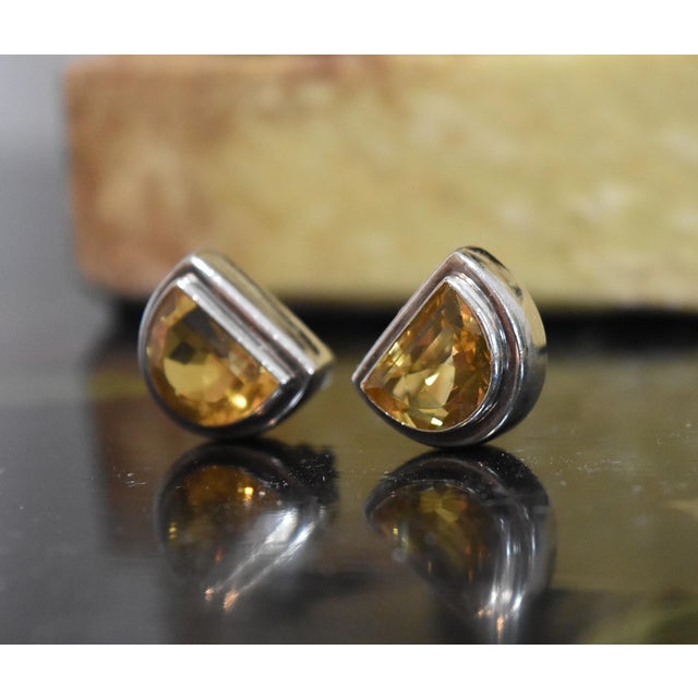2000 - 2009 Lori Bonn Sterling Silver Citrine Clip on Earrings, Pair For Sale - Image 5 of 13