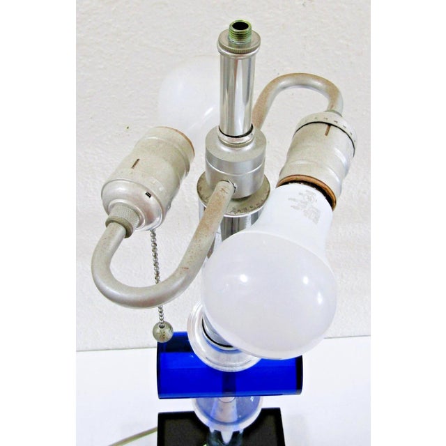 1970s Van Teal Mid-Century Modern Lucite, Chrome and Brushed Aluminum Table Lamp For Sale - Image 12 of 13
