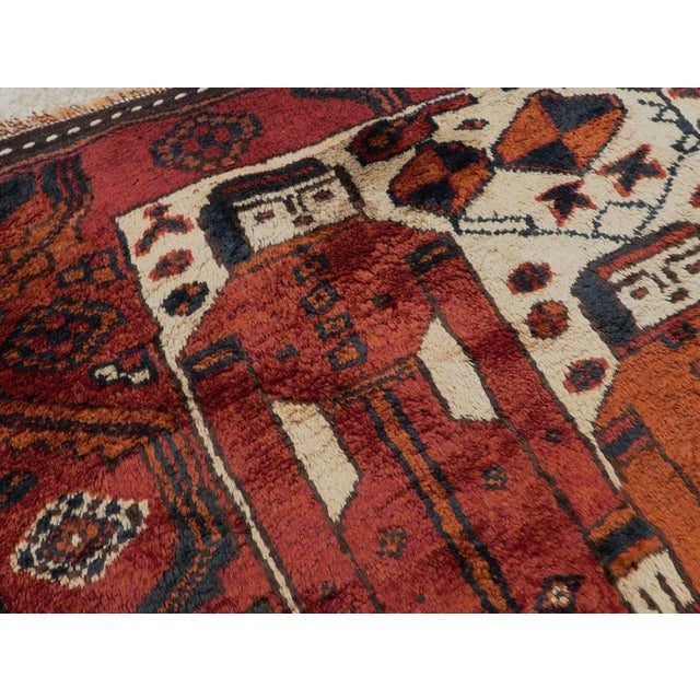 Mid 20th Century Tribal Mid-20th Century Handmade Persian Bakhtiari Pictorial Accent Rug For Sale - Image 5 of 10