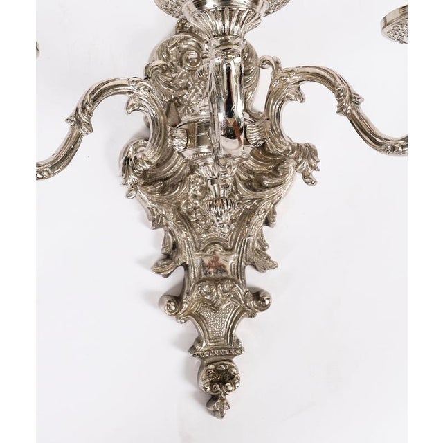 Antique French Silver Plated Wall Lights, 1890s, Set of 2 For Sale - Image 5 of 11