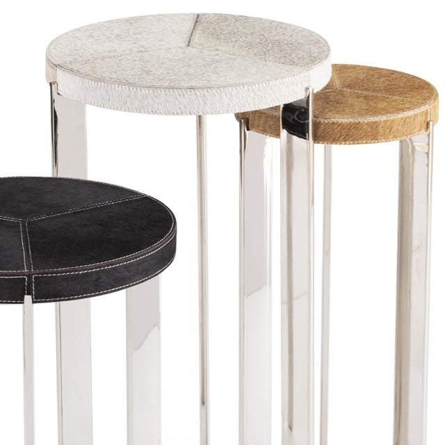 Regina Andrew Andres Hair on Hide Mixer Table Set, Polished Nickel For Sale - Image 4 of 7