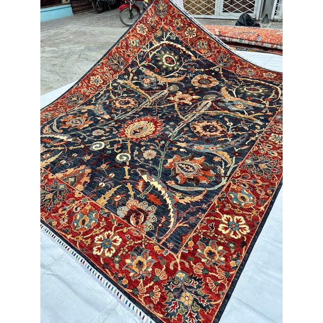 Navy Sultani Area Hand-Knotted Wool Rug - 10'0" X 8'1" For Sale - Image 6 of 15