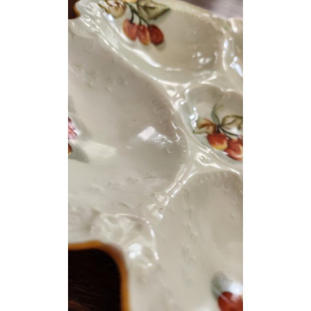 Ceramic Antique Haviland Limoges Hand-Painted Cherry & Gilt Oyster Plate, Circa 1900 For Sale - Image 7 of 14