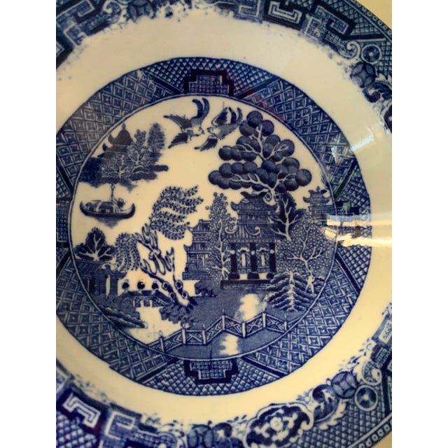 Mid-Century Modern Vintage Blue & White Ailertons England Willow Plates- Set of 2 For Sale - Image 3 of 9