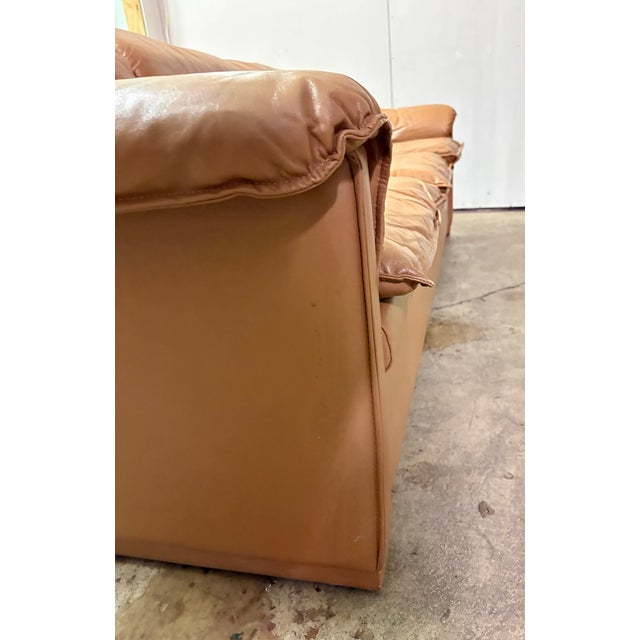 Low Profile Sofa in Cognac Brown Leather in the Manner of Niels Eilersen, 1980's For Sale - Image 11 of 11
