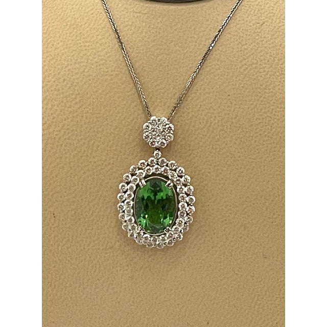 Gemstone AGL Certified 7 Ct Pariba Tourmaline & 4.5 Ct Diamond Pendant Necklace 18 K Gold For Sale - Image 7 of 18