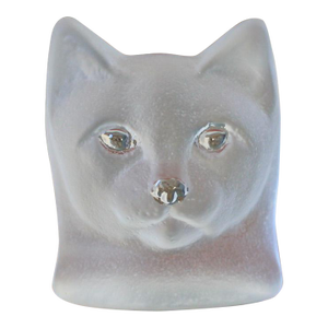 Vintage "Nybro" Sweden Crystal Glass Paperweight Cat Bust