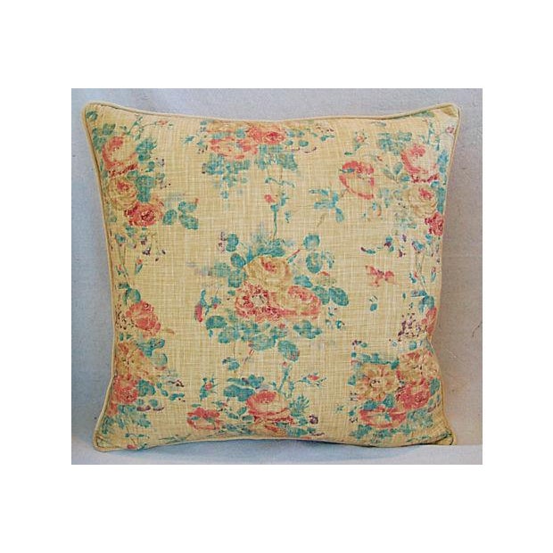 Ralph Lauren Floral Linen & Velvet Feather/Down Pillows 24" Square