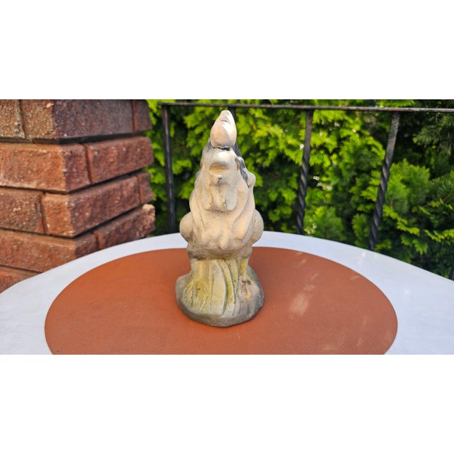 Vintage 1970s ceramic rooster figurine, dimensions: height 23.5 cm, width 24 cm, depth 11 cm.