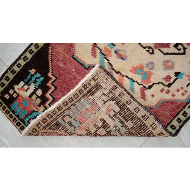 Textile 1970s Small Rug, Entryway Rug, Bath Mat, Kitchen Decor, Turkish Rug, Door Mat 1'8" X 3'6" For Sale - Image 7 of 12