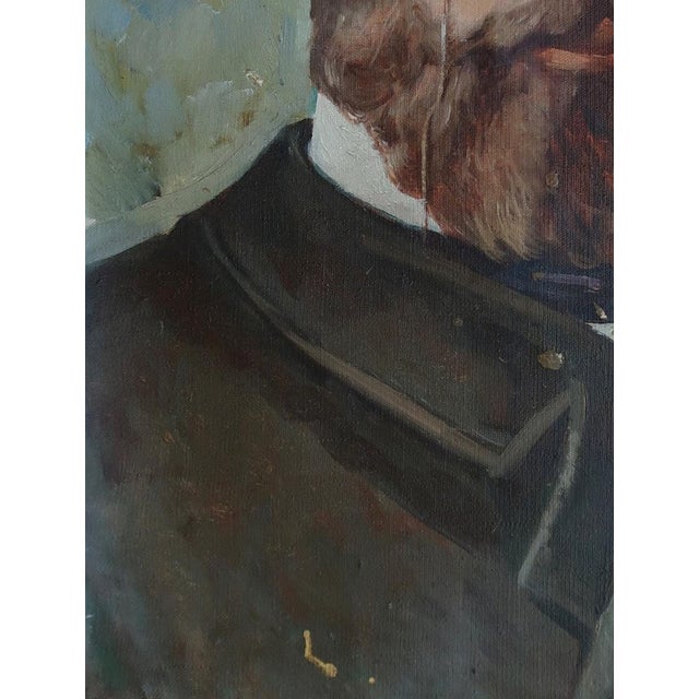 1980s Antique Male Portrait Oil Painting, Ukrainian Soviet Art, 1981 80-60 For Sale - Image 5 of 6