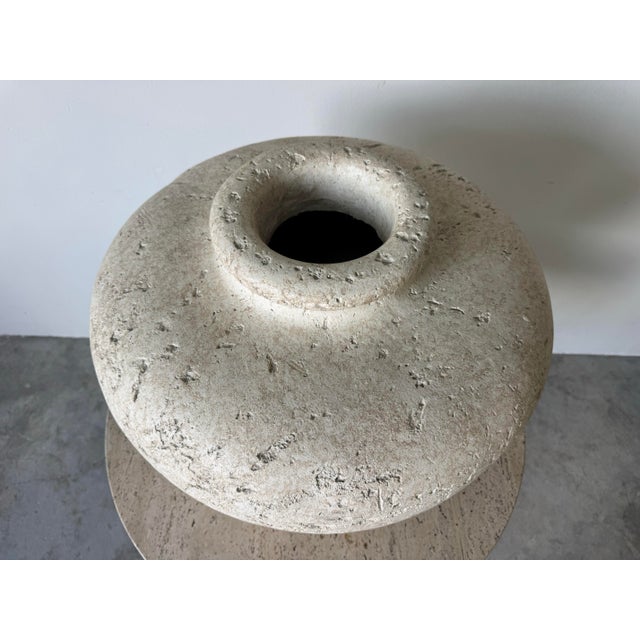 1980s Postmodern Organic Textured White Plaster Vase For Sale - Image 4 of 11