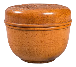 1950s Small Vintage Mahogany Japanese Lidded Treen