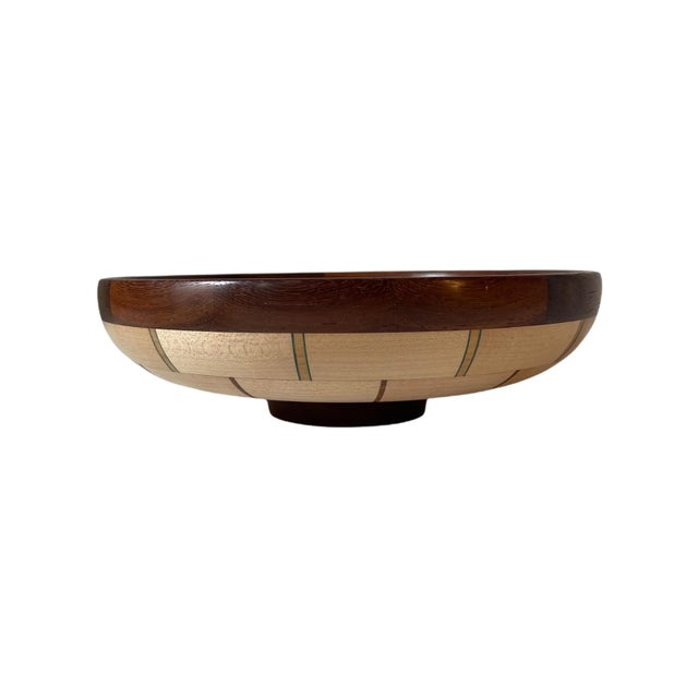 Artisan Multiple Wood Mosaic Bowl Signed For Sale - Image 4 of 9