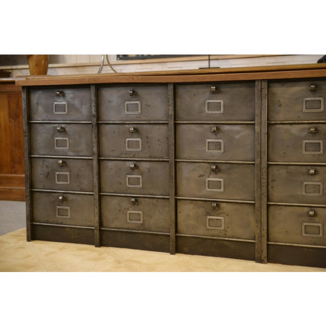 Six-Column Filing Cabinet with Oak Top by Strafor, 1950s For Sale - Image 13 of 16