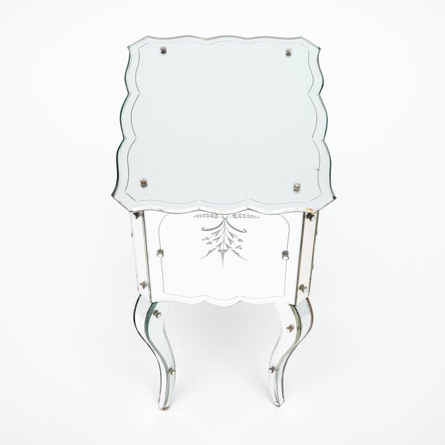 Art Deco Period French Mirrored Side Table, Engraved, Circa 1940 For Sale - Image 9 of 9