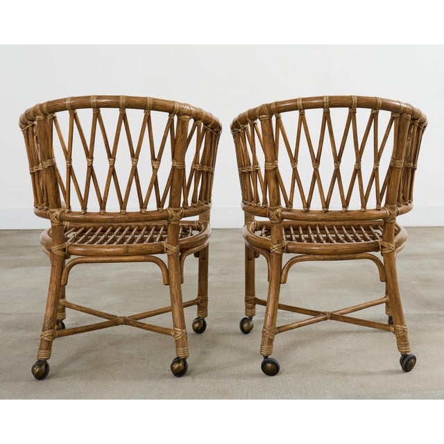 Set of Four McGuire Rattan Barrel Back Dining Chairs For Sale - Image 12 of 12