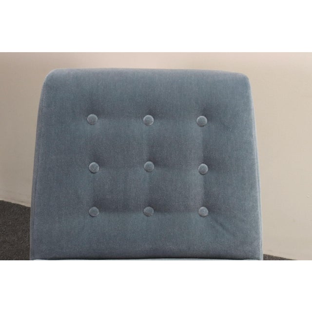 Pair of Mahogany and Blue Mohair Slipper Chairs by Edward Wormley for Dunbar For Sale - Image 9 of 18
