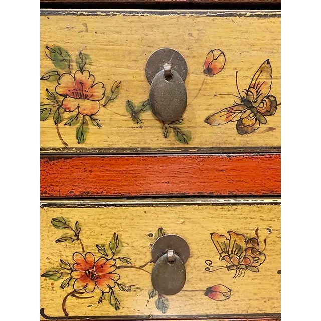 Wood 1970s Vintage Hand Painted Butterfly Tall Cabinet For Sale - Image 7 of 7